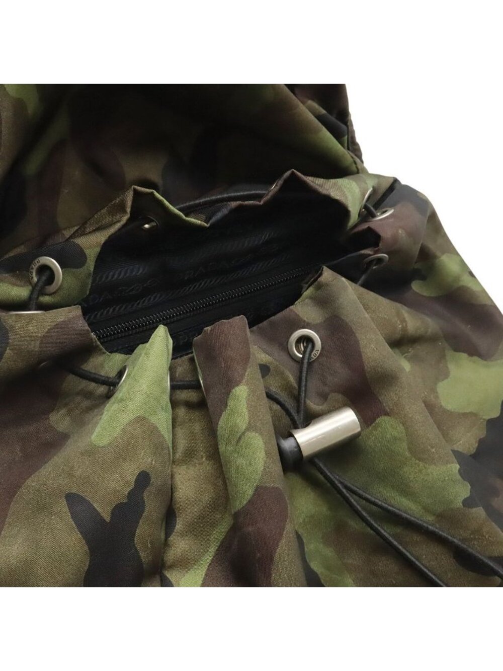 Prada Backpack Camouflage Pattern Nylon Fumo Green Multicolor Silver - Picture 7 of 9